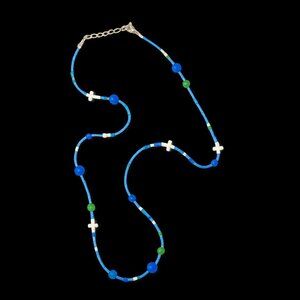 🍧🌈 Handcrafted Beaded Long Necklace Made With Real Pearl 32" W/ 2" Extender 🦋